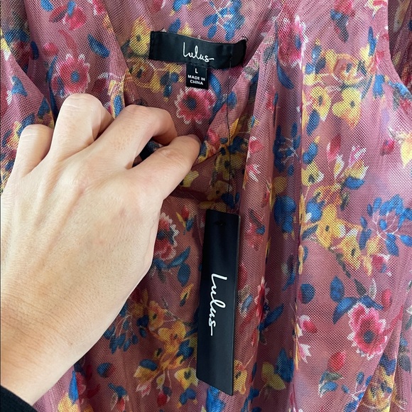 NWT Love in the Garden Mauve Floral Print Mesh Bodysuit Size L - Picture 7 of 10